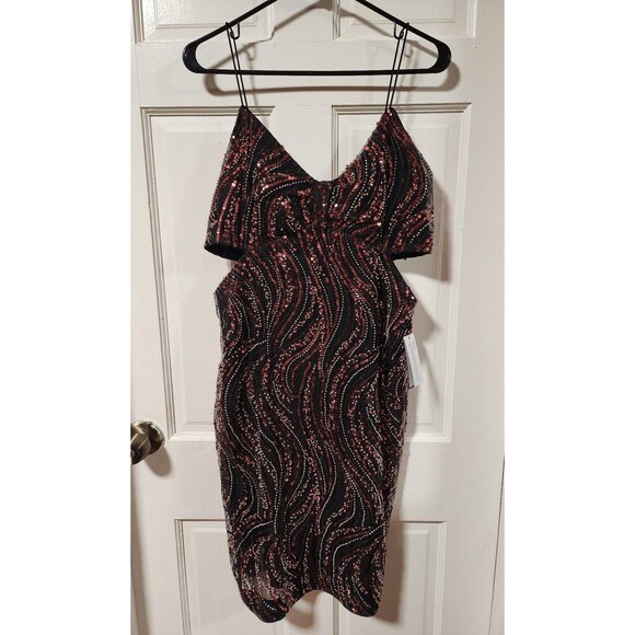 GUESS Women's Taryn Sequinned Side-Cutout Cocktail Dress Size 12 - Picture 1 of 13